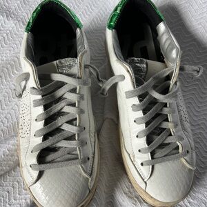 P448 White and Green Sneakers